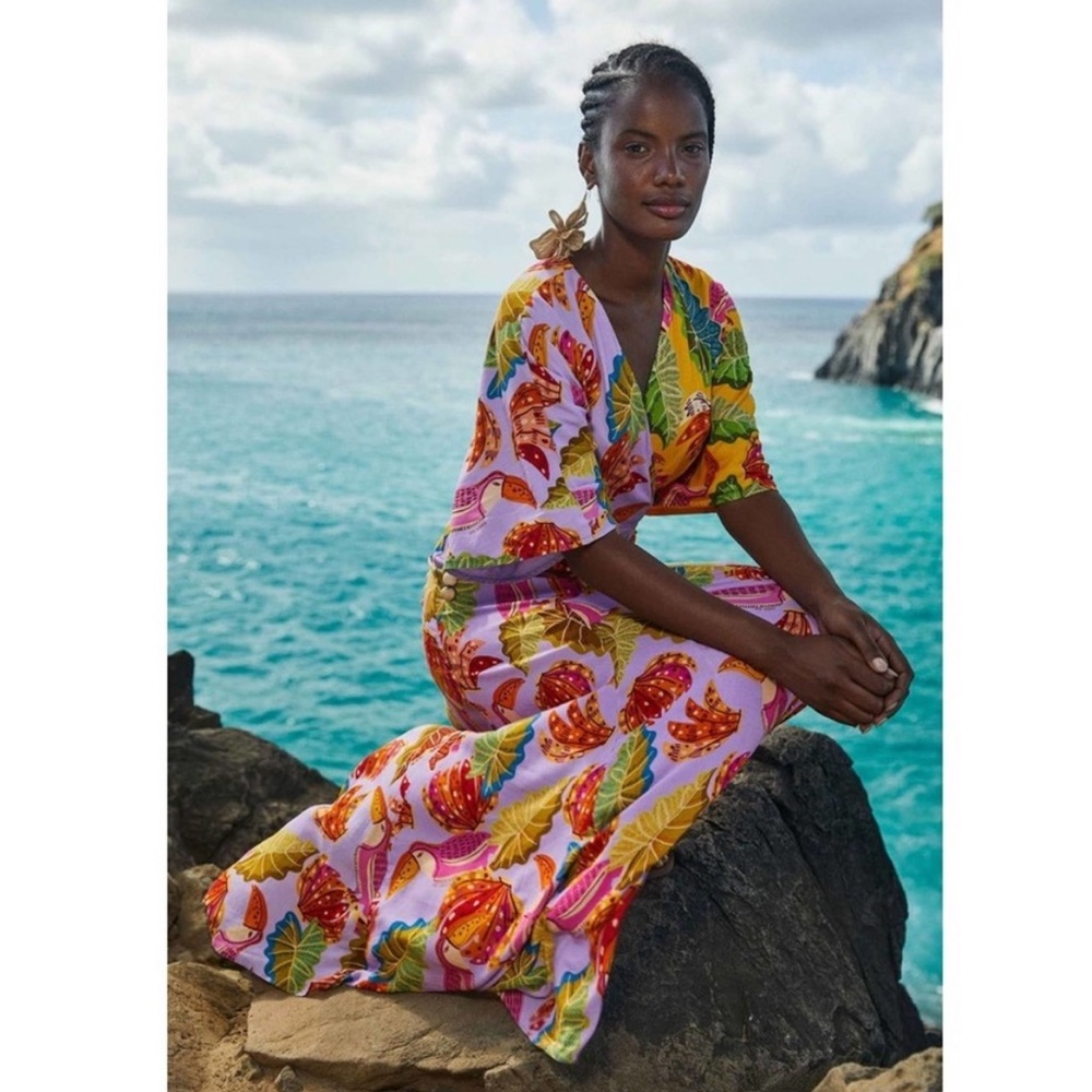 FARM RIO Mixed Beaks & Bananas Maxi Wrap Dress - Picture 15 of 16